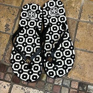 Tory Burch Geometric Black and White Sandals